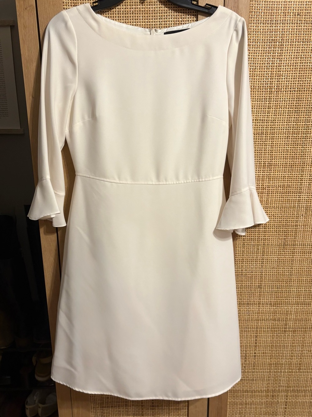BR Flutter Sleeve Women’s Cream Boatneck A-Line Dress